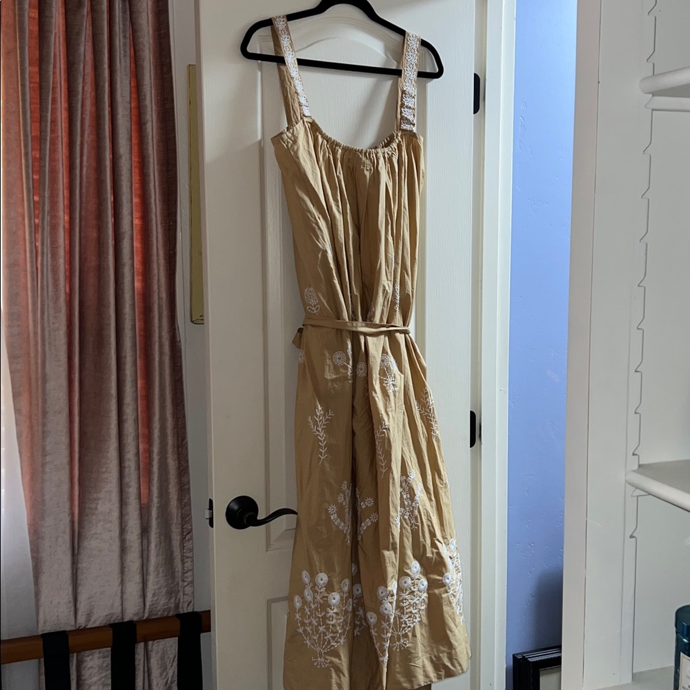 MOTHER TAN EMBROIDERED DRESS LARGE 💯 COTTON - Picture 9 of 12
